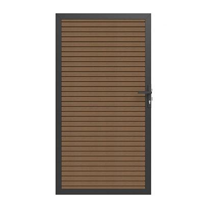 NewTechWood co-extrusie composiet deur in aluminium frame, horizontaal triple, 100 x 195 cm, Teak
