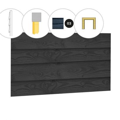 Zweeds rabat douglas enkelzijdige wand C, tbv dubbele deur, 278,5 x 224 cm, zwart geïmpregneerd