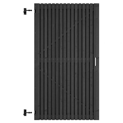 Grenen geschaafd latten deur op verstelbaar frame, verticaal, 178 X 99 x 5 cm, zwart gespoten.