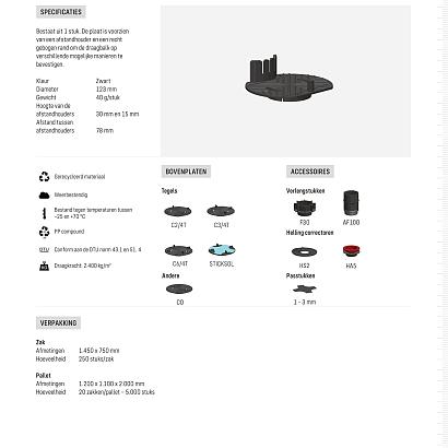 Comfort bovenplaat CPV+ planken met zijfixatie