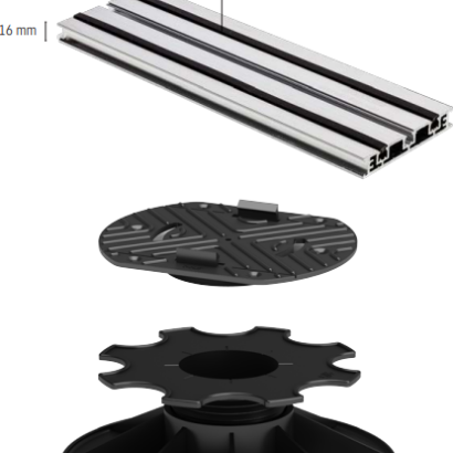 Structusol aluminium profiel ST16 - 2,4 m met rubber profiel