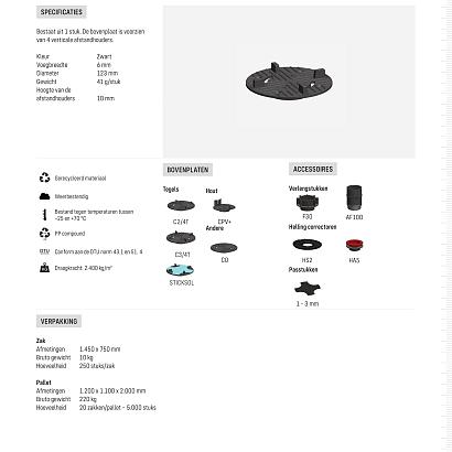 Comfort bovenplaat C6/4T tegels voeg 6 mm