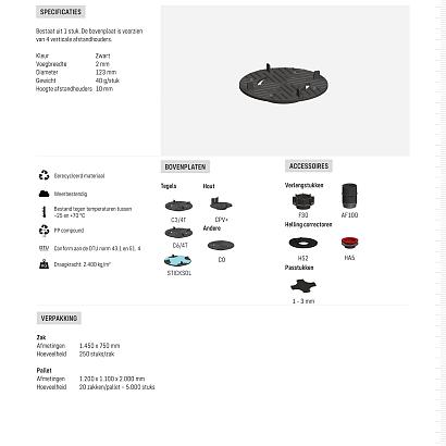 Comfort bovenplaat C2/4T tegels voeg 2 mm