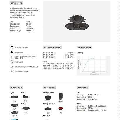 Comfort stelvoet PV8-11 bereik 8 - 11 cm