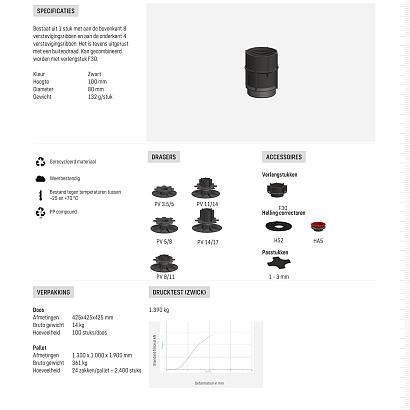 Comfort verlengstuk AF100 hoogte 10 cm