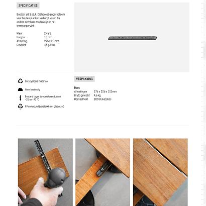 Vlonderstick 275x20x10 tbv blindmontage planken