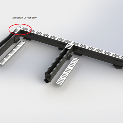 Aquadrain afvoergoot grijs hoekstuk 65/10