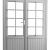 Vuren dubbele 8-ruits deur inclusief kozijn, 168 x 201 cm, lichtgrijs gespoten.