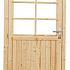 Vuren enkele 6-ruits deur extra breed inclusief kozijn, linksdraaiend, 112 x 201 cm, onbehandeld.
