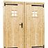 Vuren dubbele 1-ruits deur inclusief kozijn, 168 x 201 cm, onbehandeld.