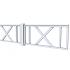 Hekwerk met kruis vuren type D, 328,5 x 73 cm, lichtgrijs gespoten.