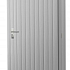 Vuren enkele dichte deur extra breed inclusief kozijn, rechtsdraaiend, 112 x 201 cm, lichtgrijs gespoten.