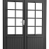 Vuren dubbele 8-ruits deur inclusief kozijn, 168 x 201 cm, antraciet gespoten.