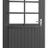 Vuren enkele 6-ruits deur extra breed inclusief kozijn, linksdraaiend, 112 x 201 cm, antraciet gespoten.