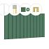 Rhombusprofiel plankenset vuren bij voorwand D, t.b.v. enkele deur, 328,5 x 285 cm, jungle groen gespoten.